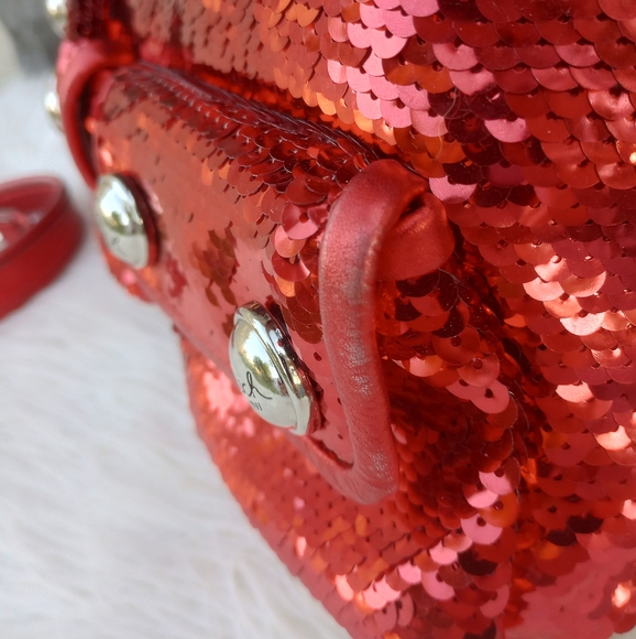 Coach Red Sequin Poppy Spotlight Tote Shoulder Bag - Picture 6 of 16